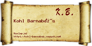 Kohl Barnabás névjegykártya